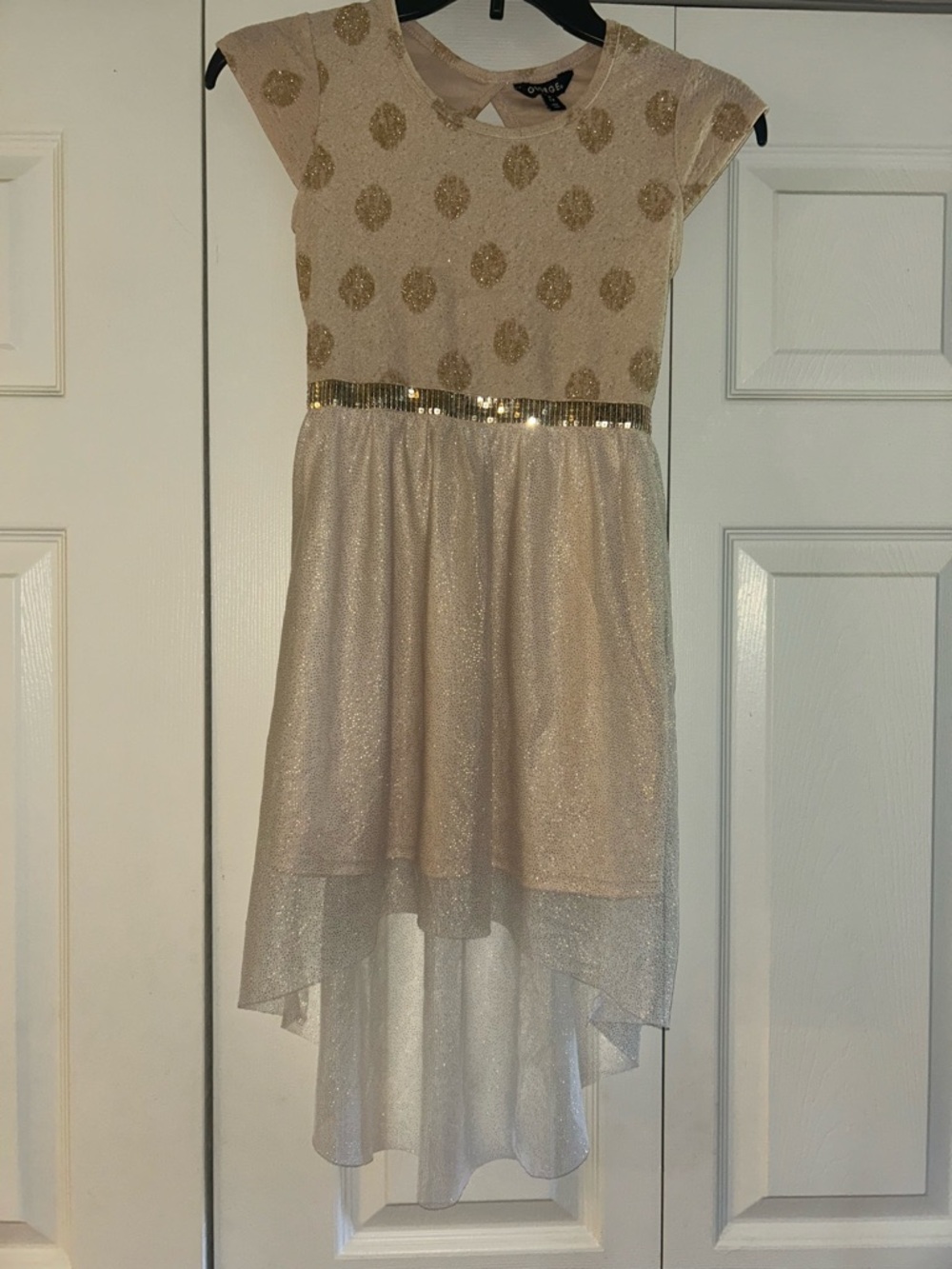 George Girls Cream Dress with Gold Glitter Accents